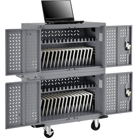 Global Industrial 32-Device Charging Cart For Chromebooks And Tablets, Gray, Assembled 670052GYA